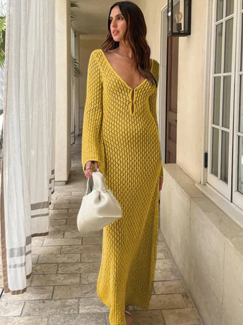 Knitted Fashion Cover Up Maxi Dress