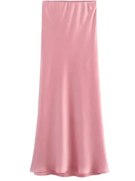 Elegant Satin Midi Skirt