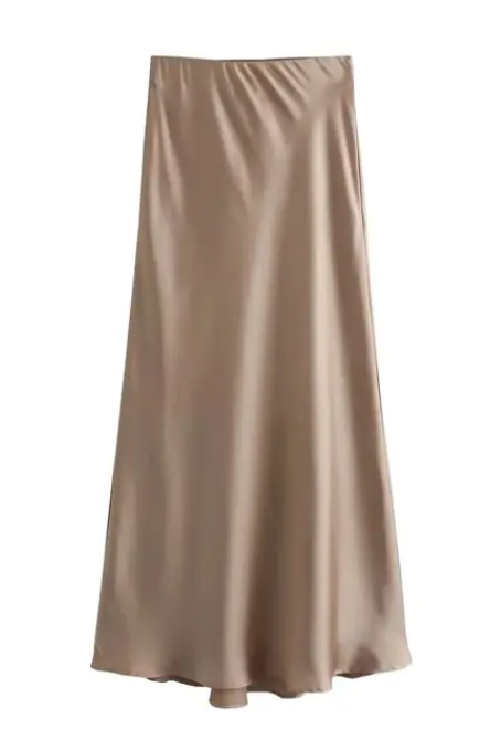 Elegant Satin Midi Skirt
