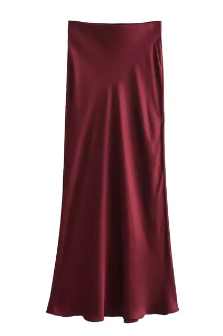 Elegant Satin Midi Skirt
