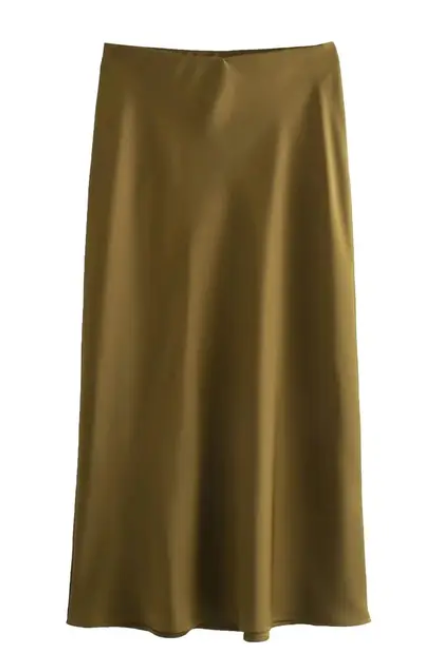 Elegant Satin Midi Skirt