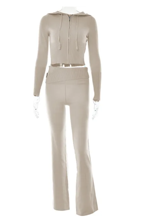 Solid Knitted 2 Piece Tracksuit