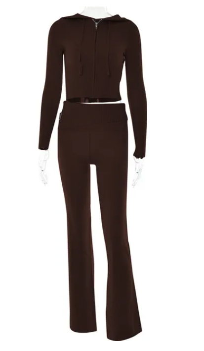Solid Knitted 2 Piece Tracksuit