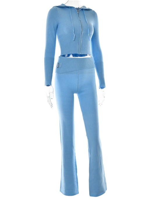 Solid Knitted 2 Piece Tracksuit