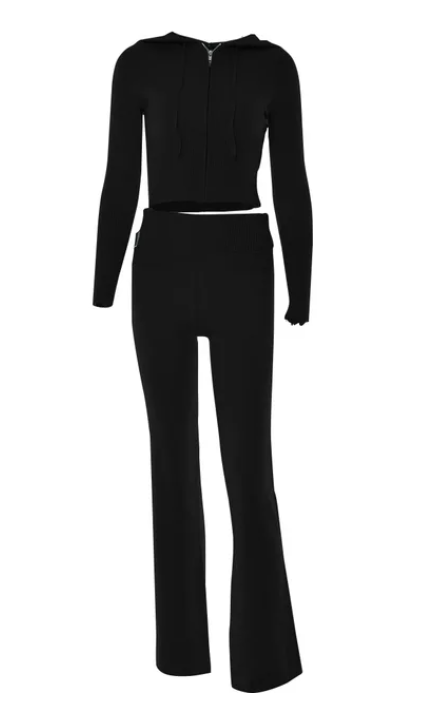 Solid Knitted 2 Piece Tracksuit
