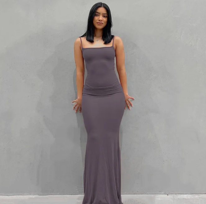 Satin Sleeveless & Backless Maxi Dress