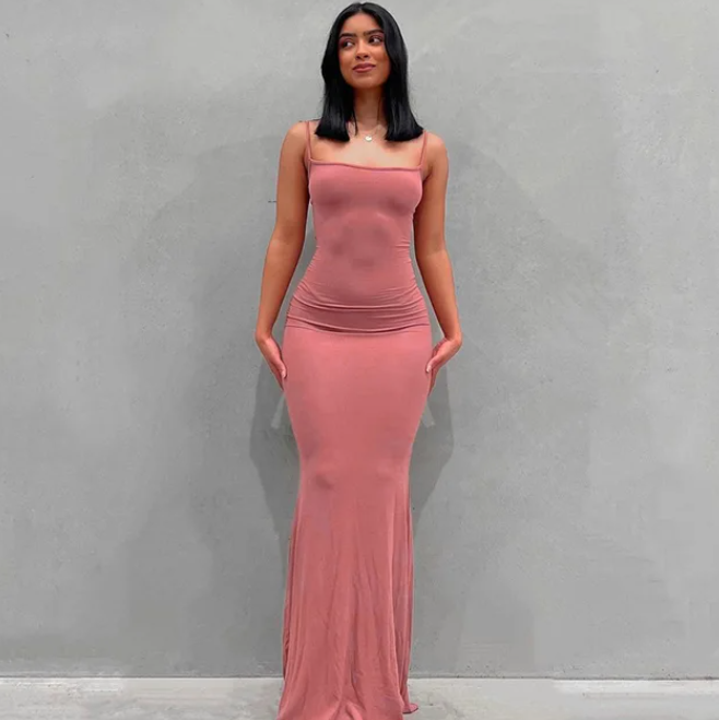 Satin Sleeveless & Backless Maxi Dress