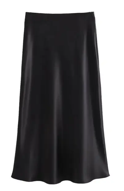Elegant Satin Midi Skirt
