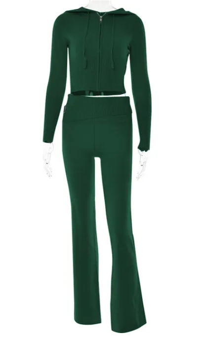 Solid Knitted 2 Piece Tracksuit