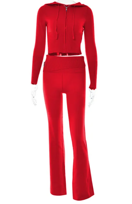 Solid Knitted 2 Piece Tracksuit